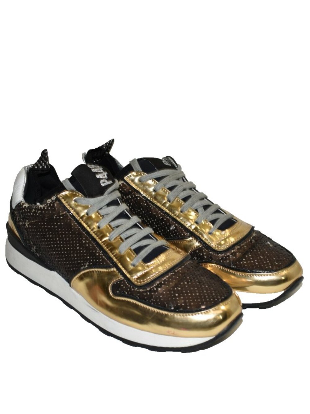 New! P448 Soho Sneaker Gold Sequin Size 39 EU 9 US DD37